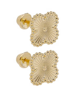 Broqueles de flor Casal de oro 14 K con acabado brillante
