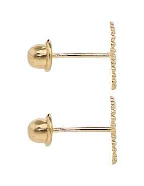 Broqueles de flor Casal de oro 14 K con acabado brillante