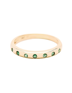 Anillo con gema circular Ingrata Fortuna 14 k de oro amarillo esmeralda pulido