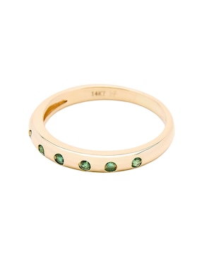 Anillo con gema circular Ingrata Fortuna 14 k de oro amarillo esmeralda pulido