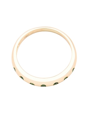Anillo con gema circular Ingrata Fortuna 14 k de oro amarillo esmeralda pulido