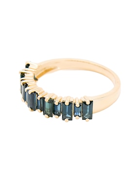 Anillo con gema circular Ingrata Fortuna 14 k de oro amarillo zafiro pulido