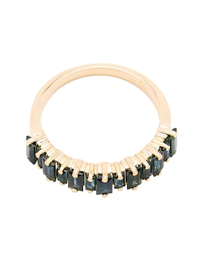 Anillo con gema circular Ingrata Fortuna 14 k de oro amarillo zafiro pulido