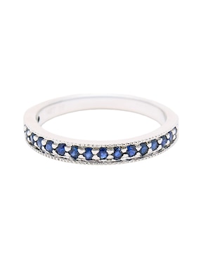 Anillo con gema circular Ingrata Fortuna CHURUMBELA 14 k de oro blanco zafiro pulido