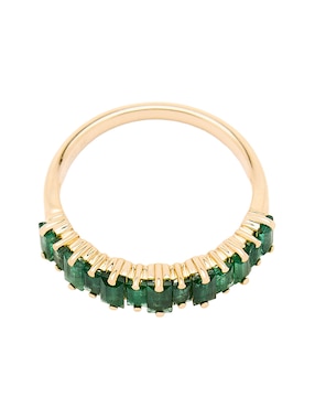 Anillo con gema circular Ingrata Fortuna 14 k de oro amarillo esmeralda pulido
