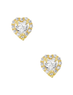 Broqueles de corazón Sabelli de oro amarillo 14 K con acabado pavé zirconia