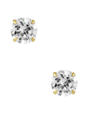 Broqueles redondos Sabelli de oro amarillo 14 K con acabado pulido zirconia