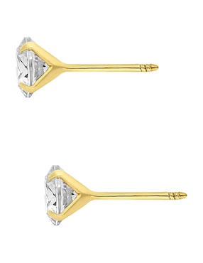 Broqueles redondos Sabelli de oro amarillo 14 K con acabado pulido zirconia