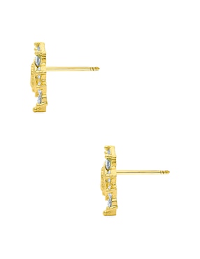 Broqueles Sabelli de oro amarillo 14 K con acabado pavé zirconia