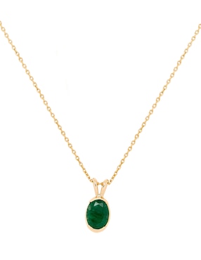 Collar con dije ovalado Ingrata Fortuna Esmeralda de oro amarillo 14 K