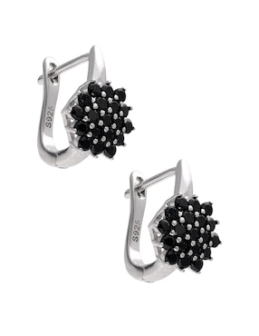 Aretes de flor E&N Cherny de plata P 925 con acabado brillante zirconia