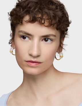 Aretes de aro Tous Manifesto de plata P 925 con acabado baño de oro