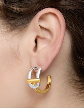 Aretes de aro Tous Manifesto de plata P 925 con acabado baño de oro