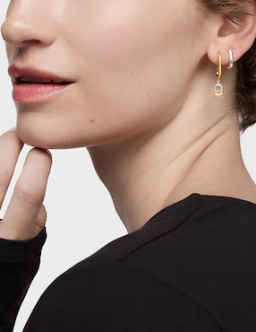 Aretes de aro Tous Manifesto de plata P 925 con acabado baño de oro
