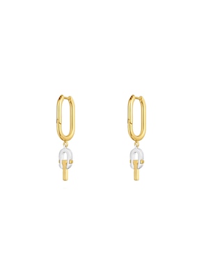 Aretes de aro Tous Manifesto de plata P 925 con acabado baño de oro