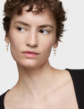 Aretes de aro Tous Manifesto de plata P 925 con acabado baño de oro