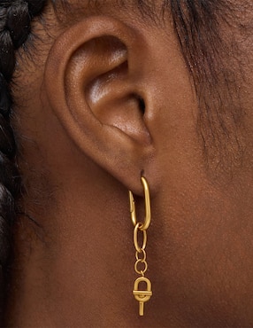 Aretes de aro Tous Manifesto de plata P 925 con acabado baño de oro