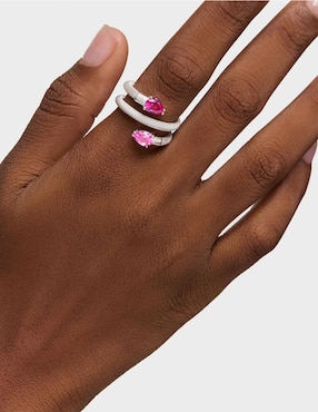 Anillo Tous Mesh LGG P 925 de plata rubí y zafiro brillante