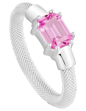 Anillo con gema circular Tous Mesh LGG P 925 de plata zafiro brillante