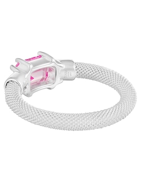 Anillo con gema circular Tous Mesh LGG P 925 de plata zafiro brillante