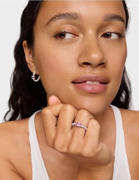 Anillo con gema circular Tous Mesh LGG P 925 de plata zafiro brillante