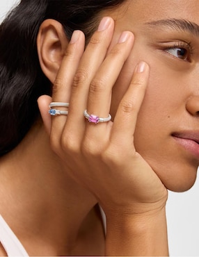 Anillo con gema circular Tous Mesh LGG P 925 de plata zafiro brillante