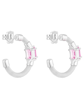 Aros Tous Mesh LGG de plata P 925 con acabado brillante zafiro rosa