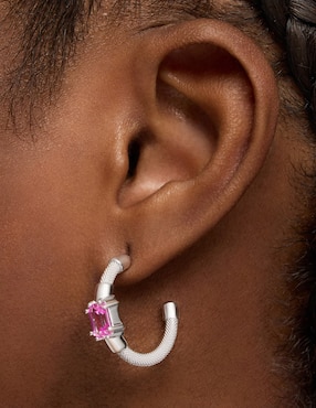 Aros Tous Mesh LGG de plata P 925 con acabado brillante zafiro rosa