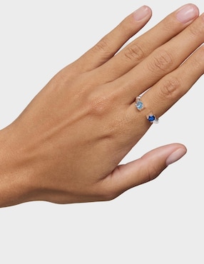 Anillo con gema circular Tous Mesh LGG P 925 de plata espinela brillante