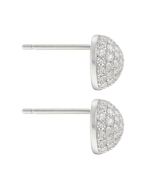 Broqueles circulares Clepsidra de plata P 925 con acabado plateado zirconia