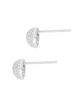 Broqueles circulares Clepsidra de plata P 925 con acabado plateado zirconia