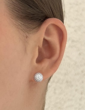 Broqueles circulares Clepsidra de plata P 925 con acabado plateado zirconia