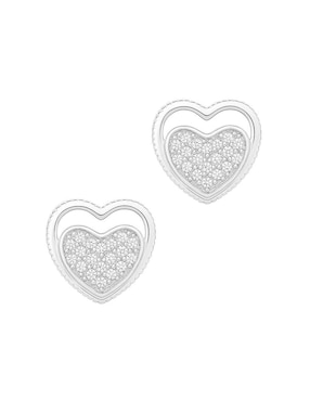Broqueles de corazón Clepsidra de plata p 925 zirconia