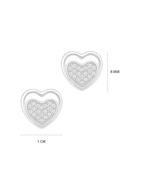 Broqueles de corazón Clepsidra de plata p 925 zirconia