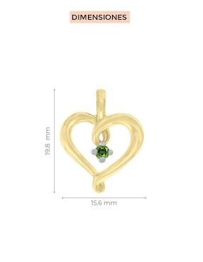 Dije de corazón Fianelli coracao de oro 14 K esmeralda