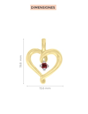 Dije de corazón Fascinare coracao de oro 14 K rubí