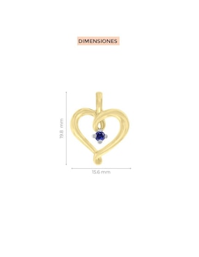 Dije de corazón Fascinare coracao de oro 14 K zafiro