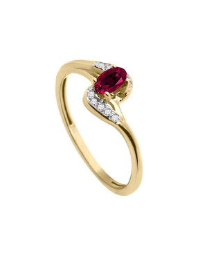Anillo Fascinare Hailey 14 k de oro rubí y diamante brillante