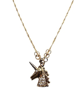 Collar con dije de unicornio Limerence By Claudia Herrera Arcoiris de oro laminado 14 K