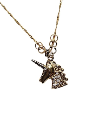 Collar con dije de unicornio Limerence By Claudia Herrera Arcoiris de oro laminado 14 K