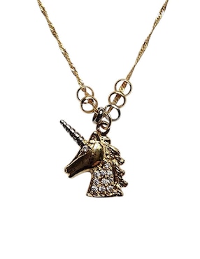 Collar con dije de unicornio Limerence By Claudia Herrera Arcoiris de oro laminado 14 K