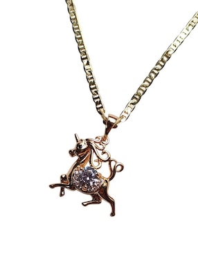 Collar con dije de unicornio Limerence By Claudia Herrera Arcoiris de oro laminado 14 K