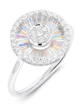Anillo circular Joyerías Bizzarro 14 k de oro blanco diamante brillante