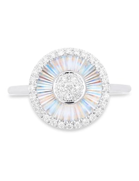 Anillo circular Joyerías Bizzarro 14 k de oro blanco diamante brillante