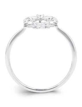 Anillo de flor Joyerías Bizzarro 14 k de oro blanco diamante brillante