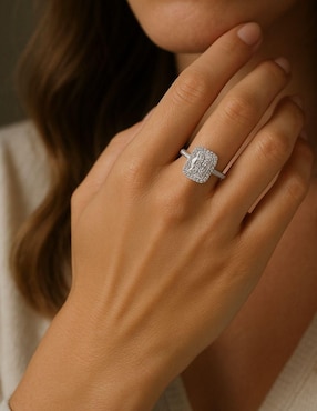 Anillo de compromiso de plata P 925 Yoiko Étoile moissanita