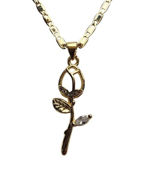 Collar con dije de flor Limerence By Claudia Herrera Amor de oro laminado 14 K