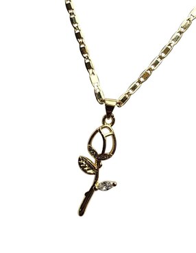 Collar con dije de flor Limerence By Claudia Herrera Amor de oro laminado 14 K