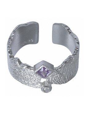 Anillo con gema Aretize Vintage P 925 de plata zirconia semi mate