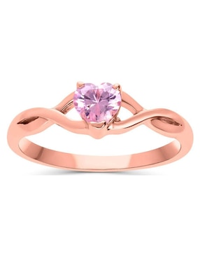 Anillo de corazón Joyerías Bizzarro 14 k de oro rosa zirconia brillante